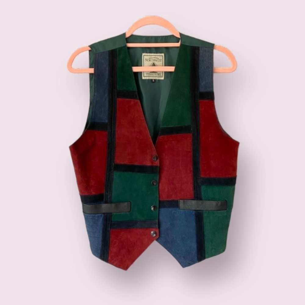 Vintage 90s Northwest Territory Leather Patchwork Vest